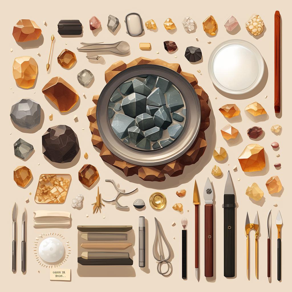A flat lay of the materials needed for resin geode art