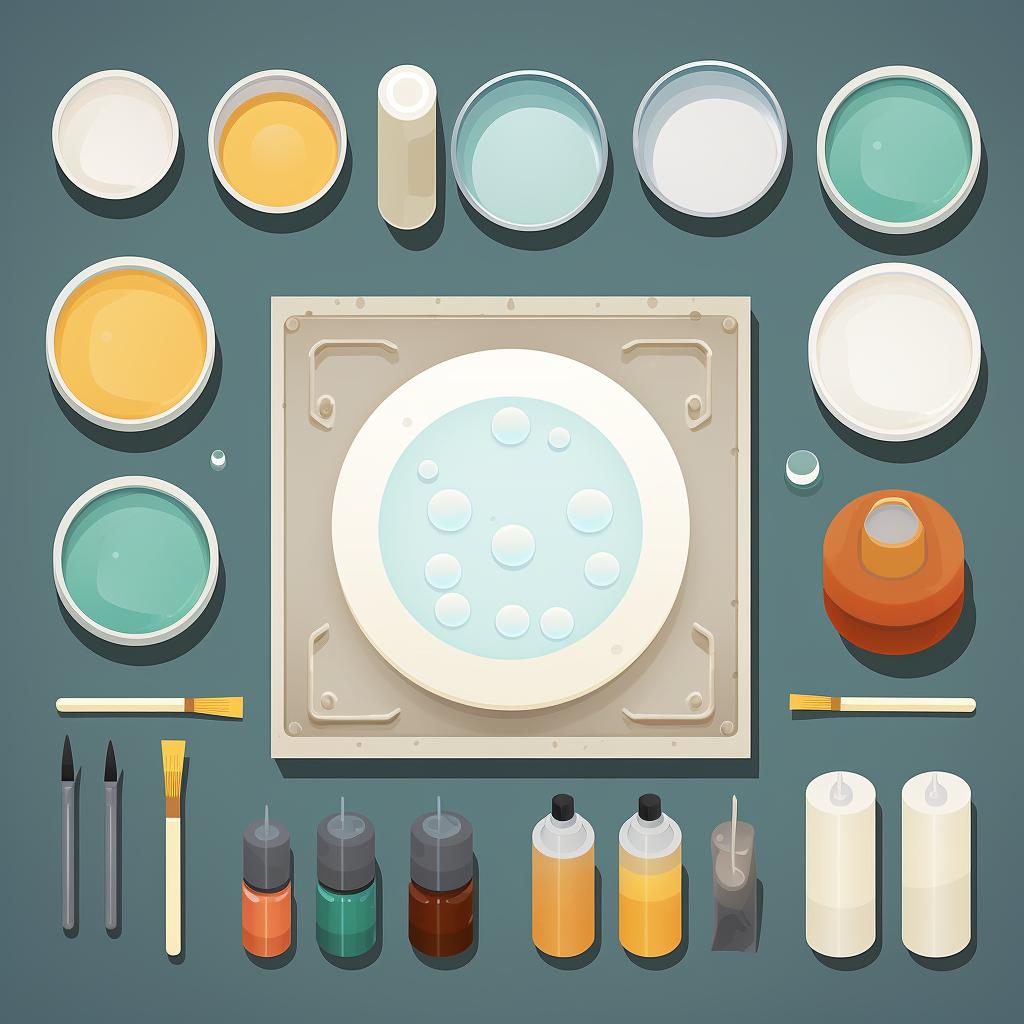 Materials needed for resin mold making laid out on a table.