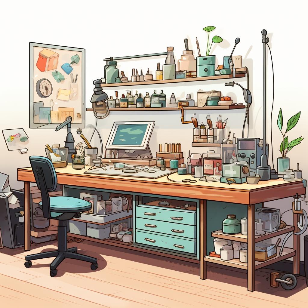 A clean workspace with all the necessary materials for resin jewelry making