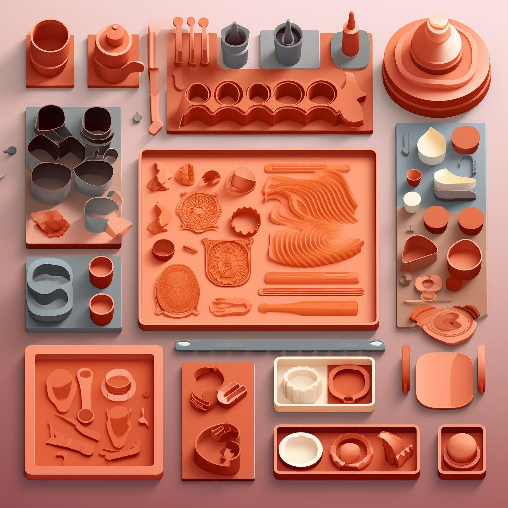 A variety of silicone molds placed on a table.