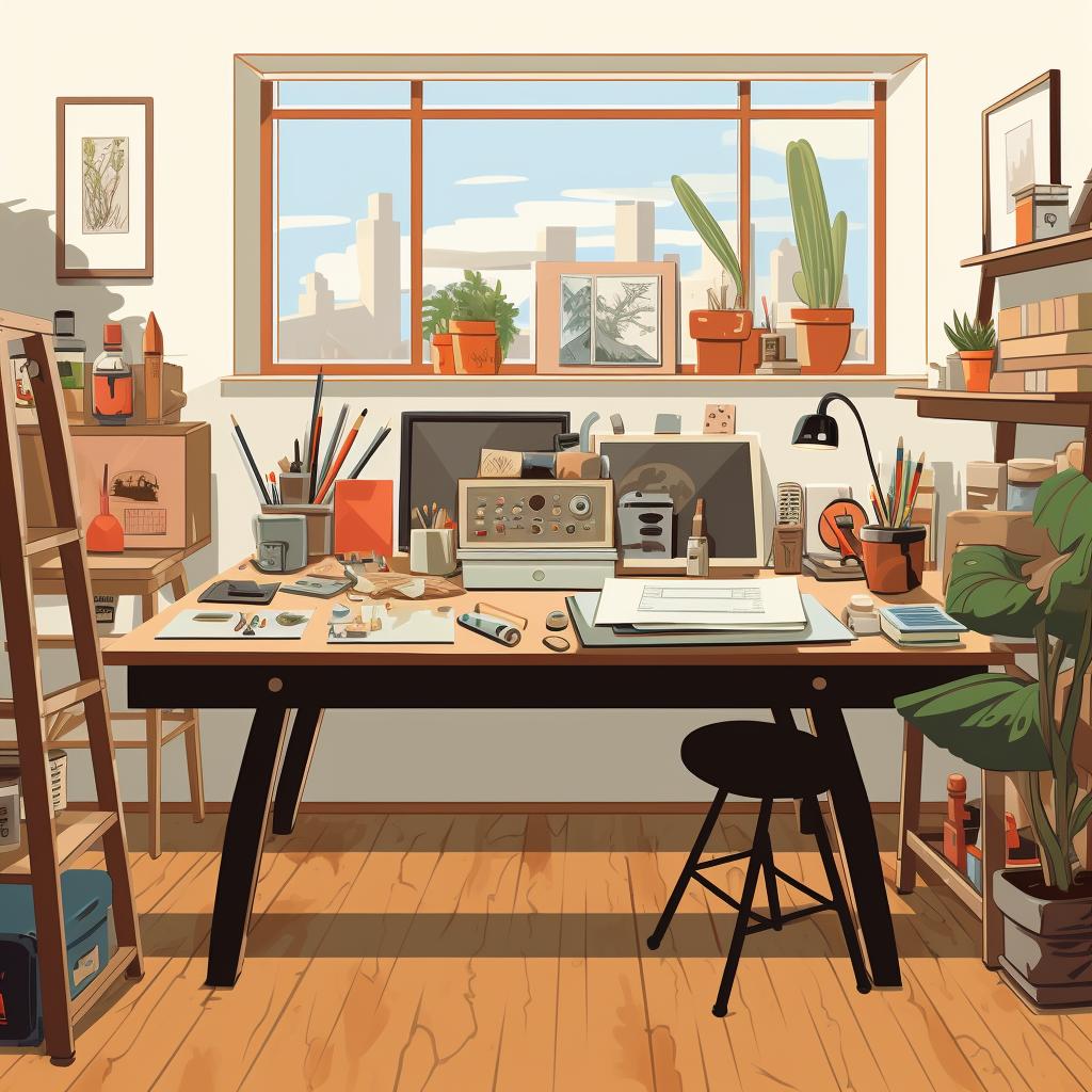 A clean, well-prepared workspace for resin painting