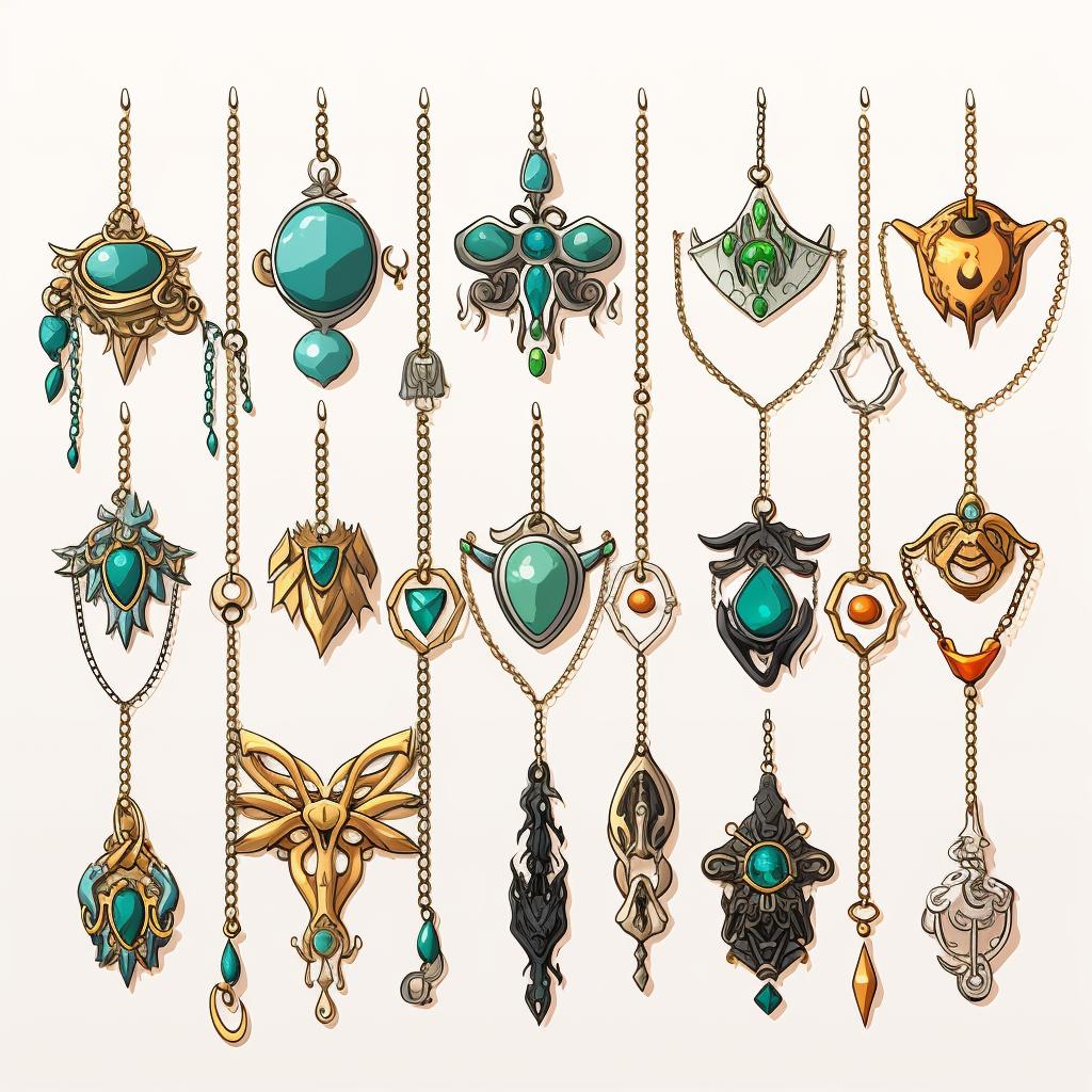 Final resin jewelry pieces with added hooks and chains