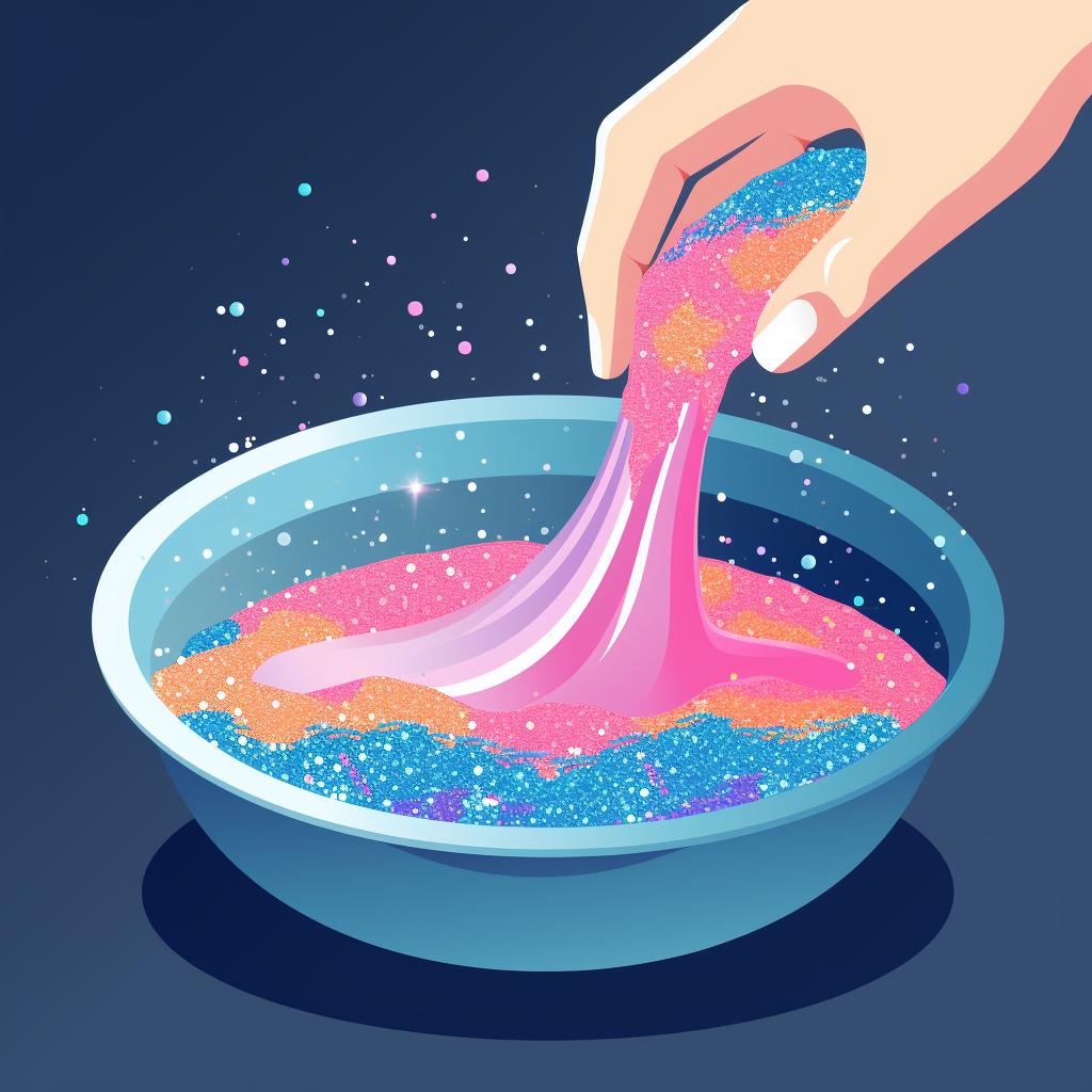 Glitter being mixed into a bowl of resin