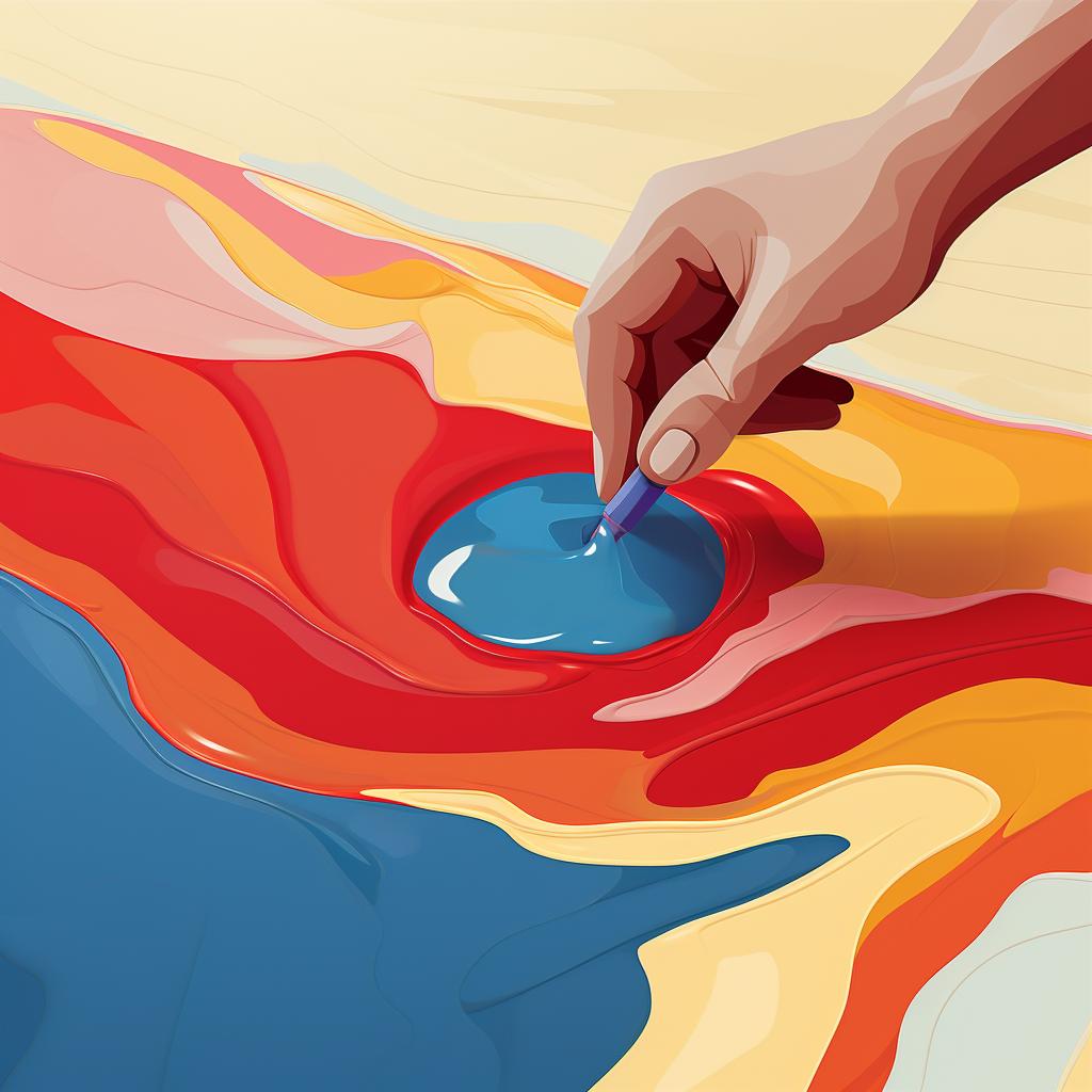 A canvas being tilted to spread the poured resin colors